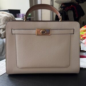 Coach Cream and Tan Leather Satchel